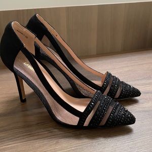 Women’s black pearl high heels